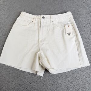 BILLABONG Denim Shorts Womens 31 White Raw Hem Cut Off High Rise Frayed Riley